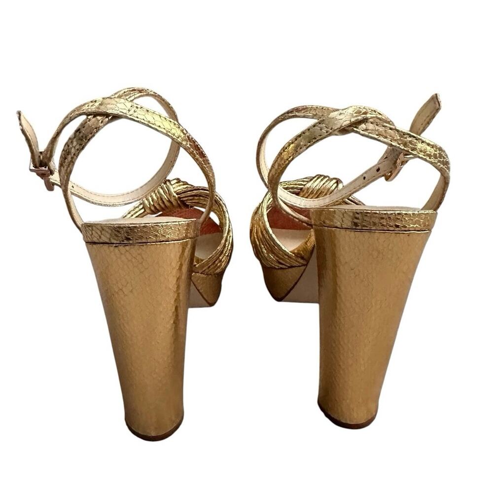 Jessica Simpson Immie Gold Metallic Platform Sandals Women 9.5 Block Heels - Picture 4 of 9